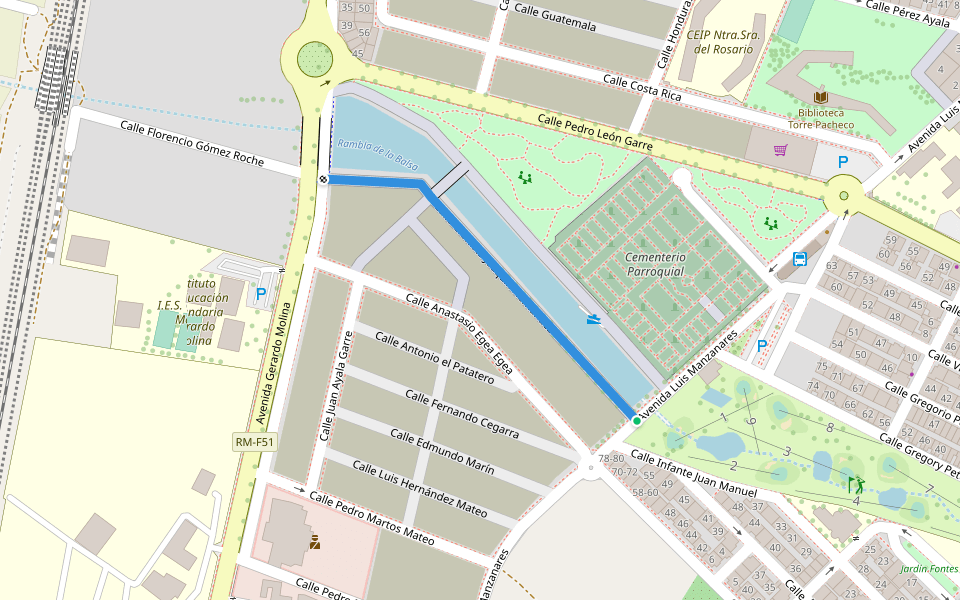 Calle Cronista Joaquín Hernández walking route map in Torre-Pacheco