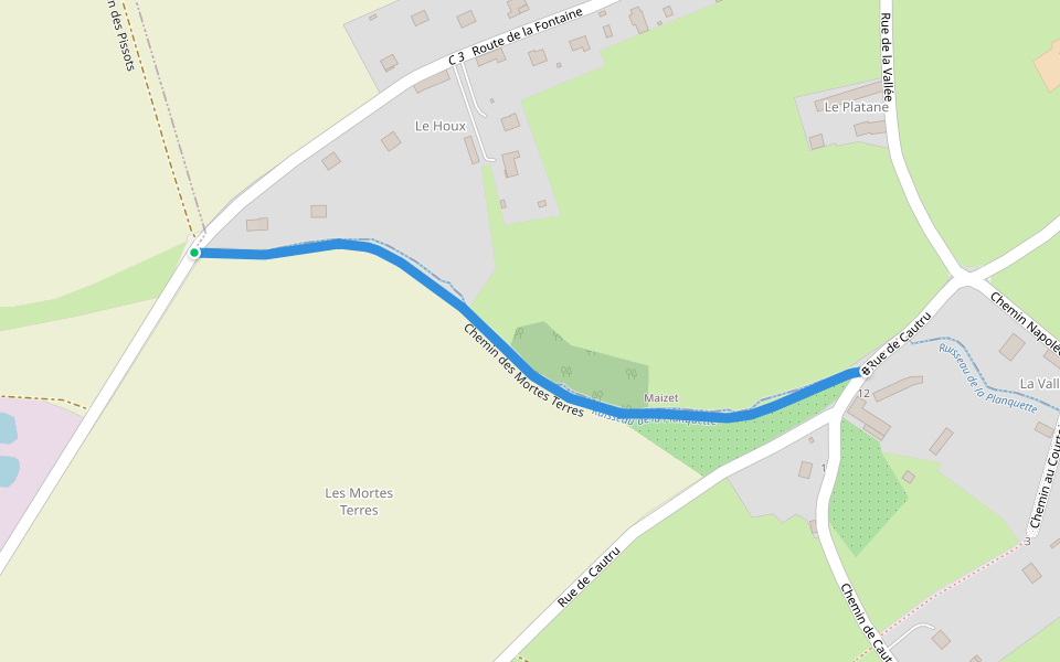 Chemin des Mortes Terres walking route map in Sainte-Honorine-du-Fay