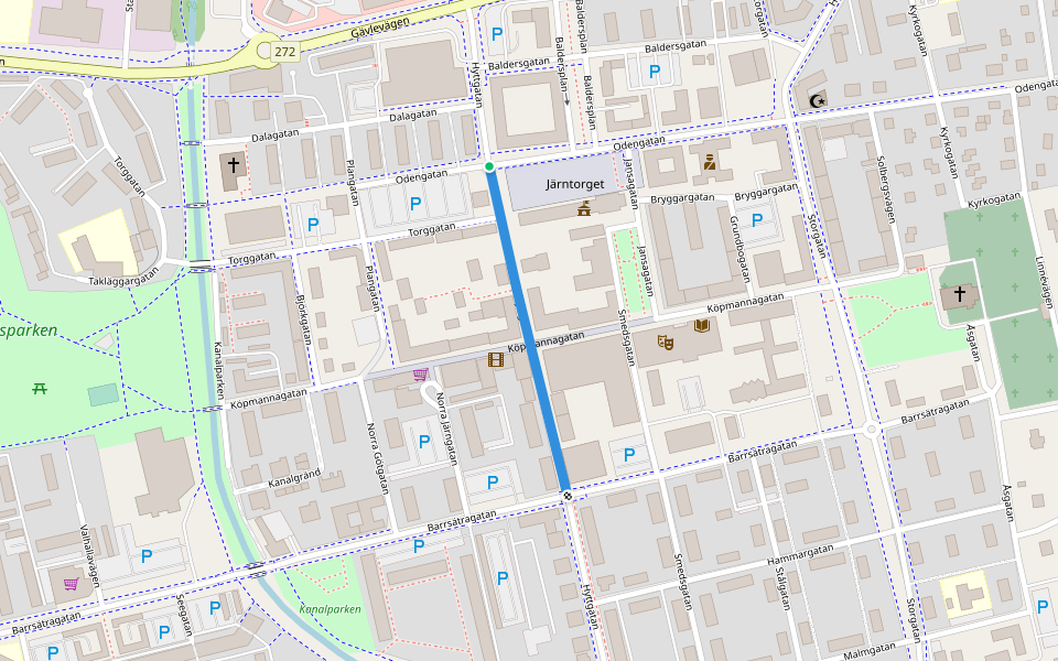 Hyttgatan walking route map in Sandviken