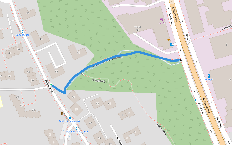 Chrummhalden Fussweg walking route map in Adliswil