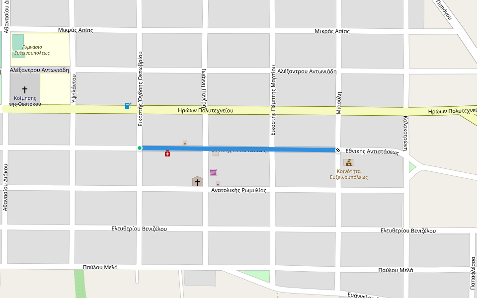 Εθνικής Αντιστάσεως walking route map in Efxinoupoli