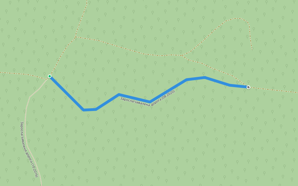 Заросшая/заваленная дорога (08.2020) walking route map in Semenivka