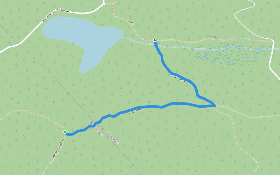 Loup Garou walking route map in Sainte-Adèle