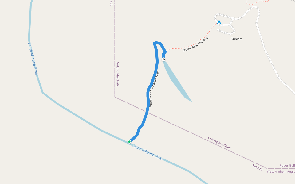 Murrill Walk to Alligator River walking route map in Gulung Mardrulk