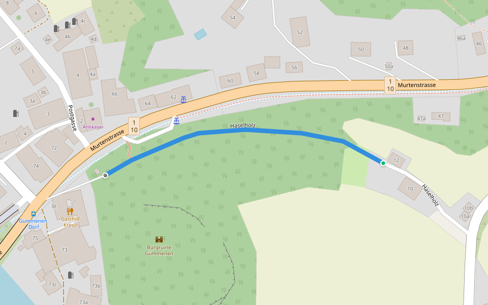 Haselholz walking route map in Mühleberg