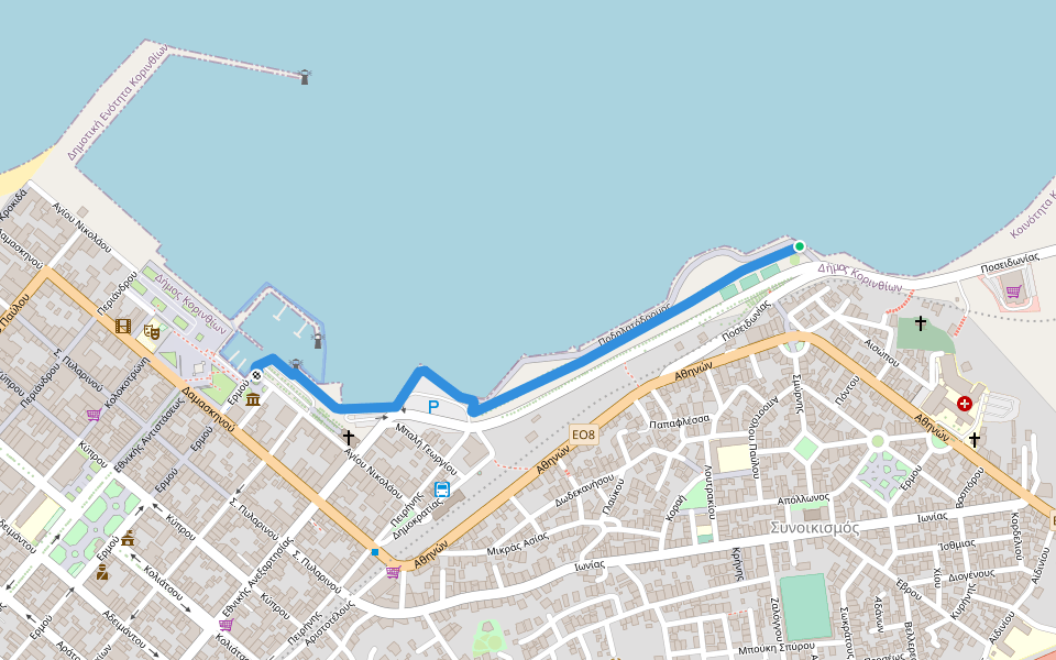 Ποδηλατόδρομος walking route map in Korinthos