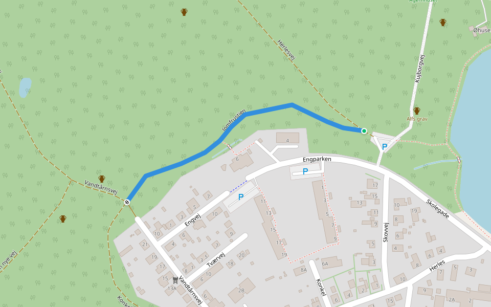 Jomfrustien walking route map in Gråsten