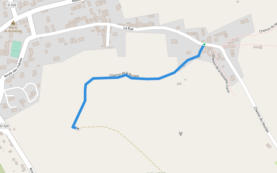 Chemin de la Roupie walking route map in Bretteville