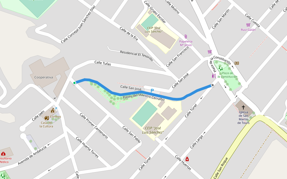 Paseo del Maestro Cerralbo walking route map in San Martín del Tesorillo