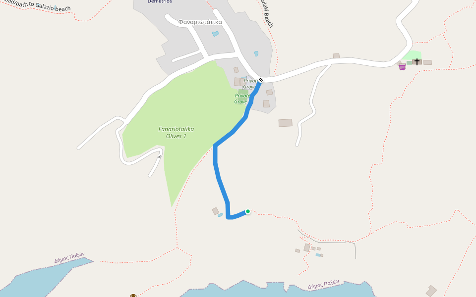 Path to Greek Cistern and Mousmouli walking route map in Velianitatika