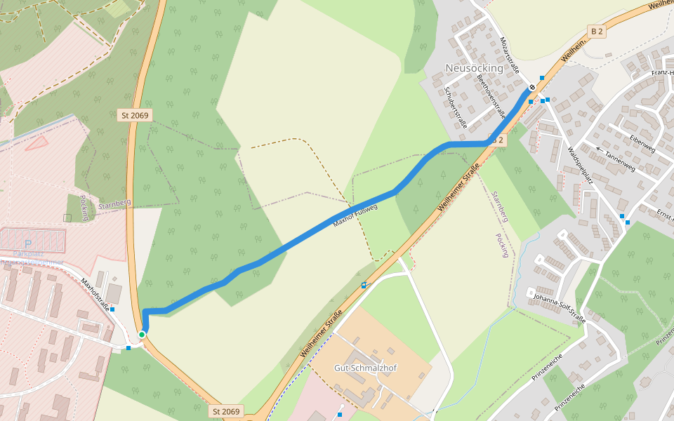 Maxhof Fußweg walking route map in Pöcking