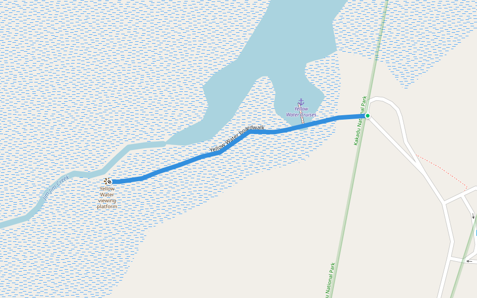 Yellow Water boardwalk walking route map in Kakadu
