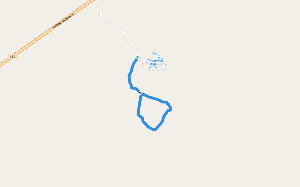 Mamukala Wetlands Walk walking route map in Kakadu