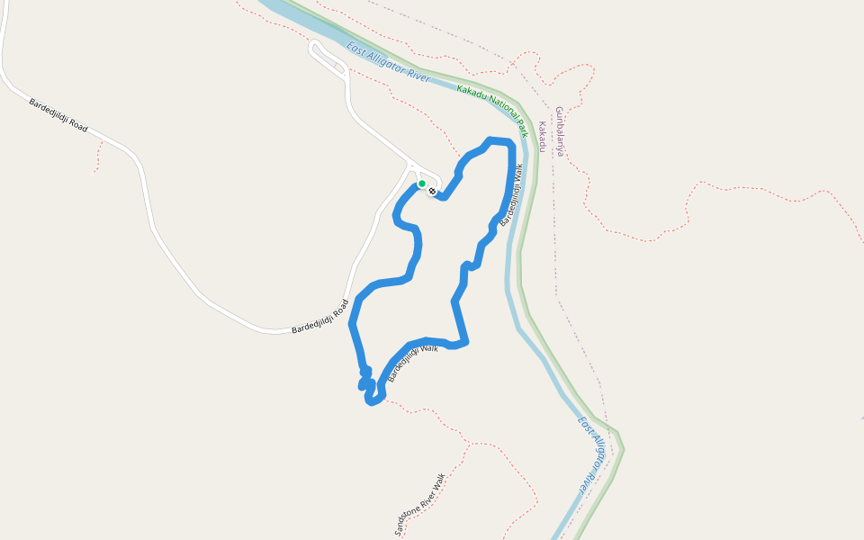 Bardedjilidji Walk walking route map in Kakadu