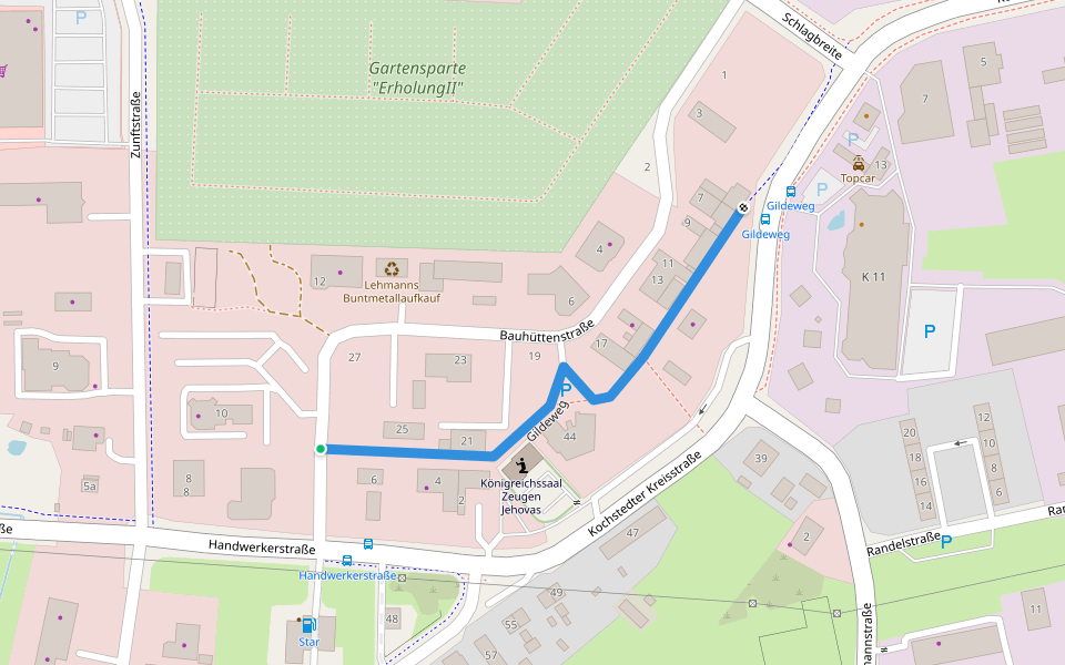 Gildeweg walking route map in Dessau-Roßlau