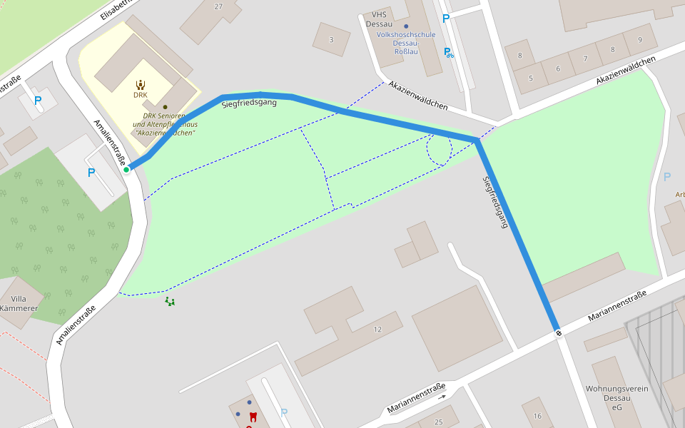 Siegfriedsgang walking route map in Dessau-Roßlau