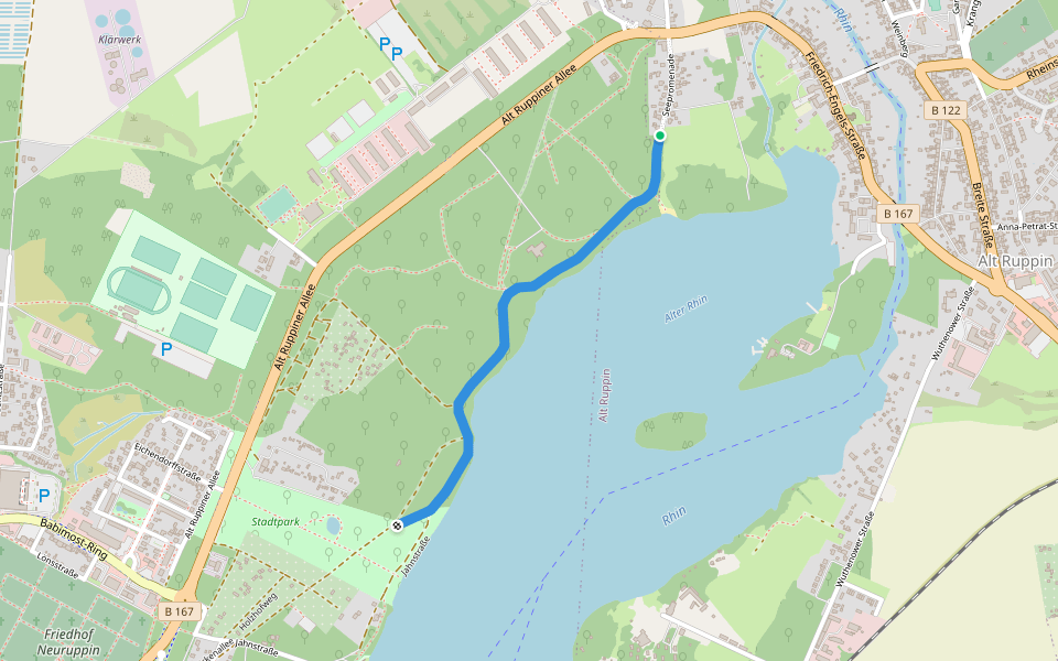 Seepromenade walking route map in Neuruppin