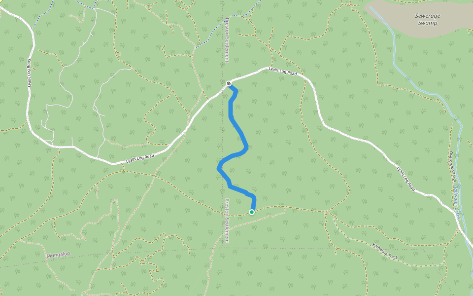 Lost Valley Road (Heavily overgrown.) walking route map in Mungalup