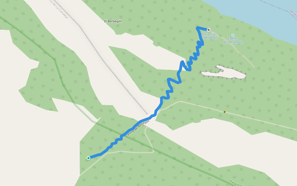 Camino del Berbegón walking route map in Torrejón el Rubio