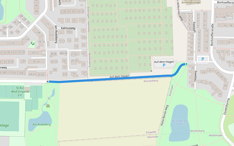 Auf dem Hagen walking route map in Hannover
