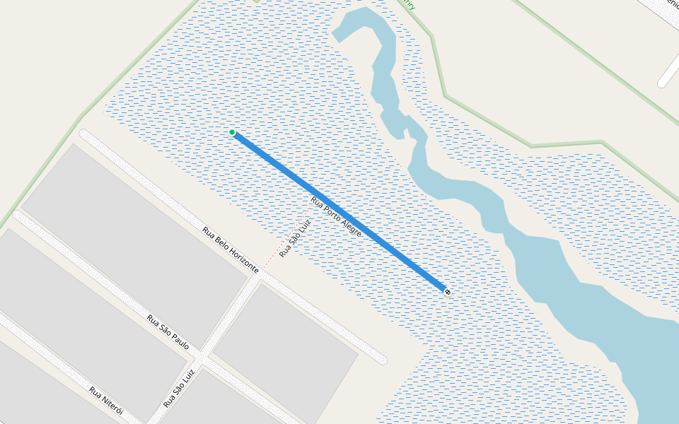 Rua Porto Alegre walking route map in Rio das Ostras