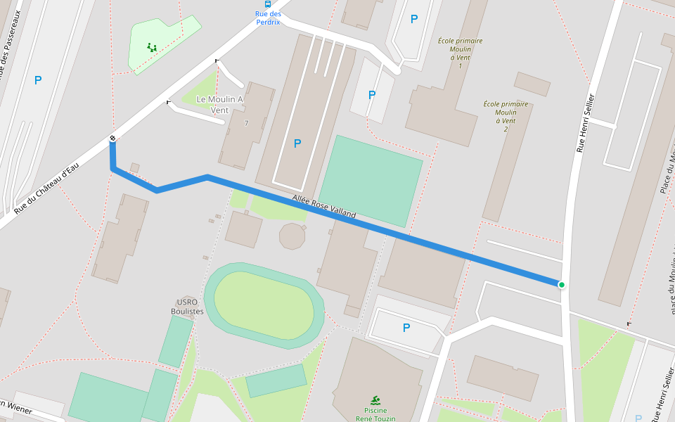 Allée Rose Valland walking route map in Ris-Orangis