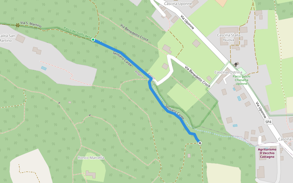 Sentiero Caree walking route map in Uponne