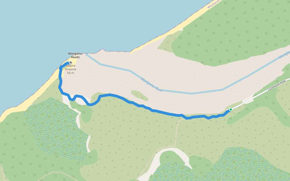 Mount One One Track walking route map in Harihari