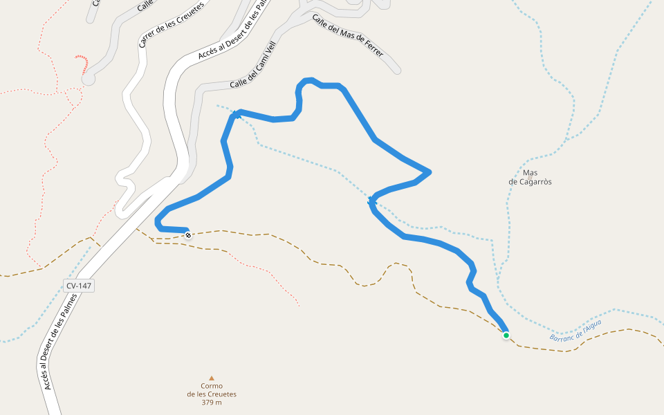 Senda Matadora walking route map in Benicàssim