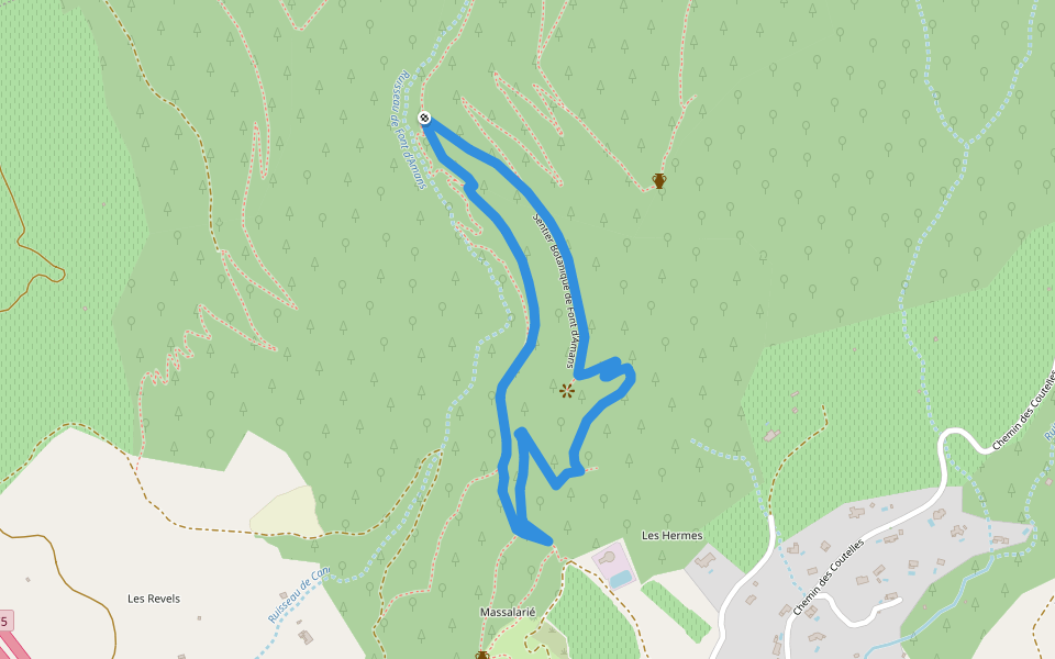Sentier Botanique de Font d'Amans walking route map in Soubès