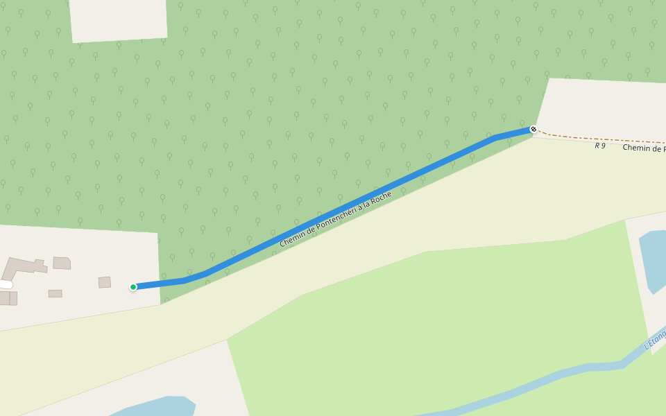 Chemin de Pontenchéri à la Roche walking route map in Courdemanche