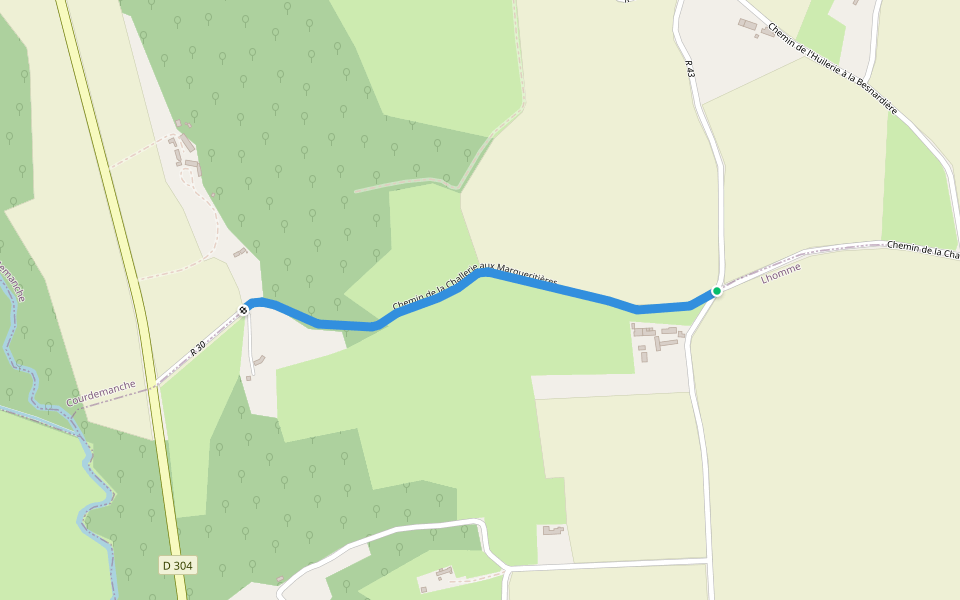 Chemin de la Challerie aux Margueritières walking route map in Lhomme