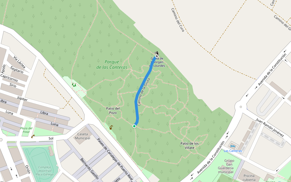 Camino de la Gruta walking route map in Puerto Real