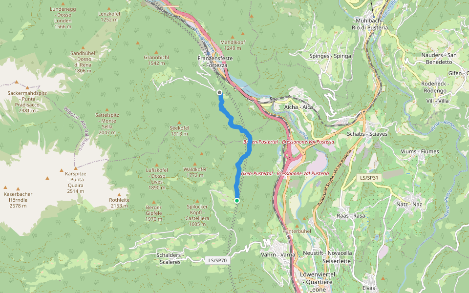 Peissersteig walking route map in Spelonca