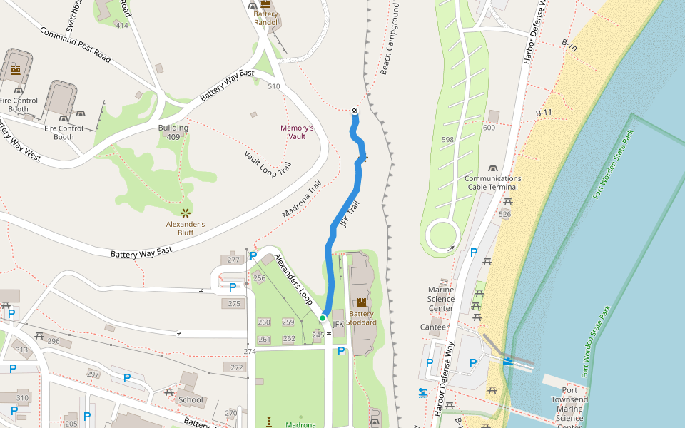 JFK Trail walking route map in Port Townsend