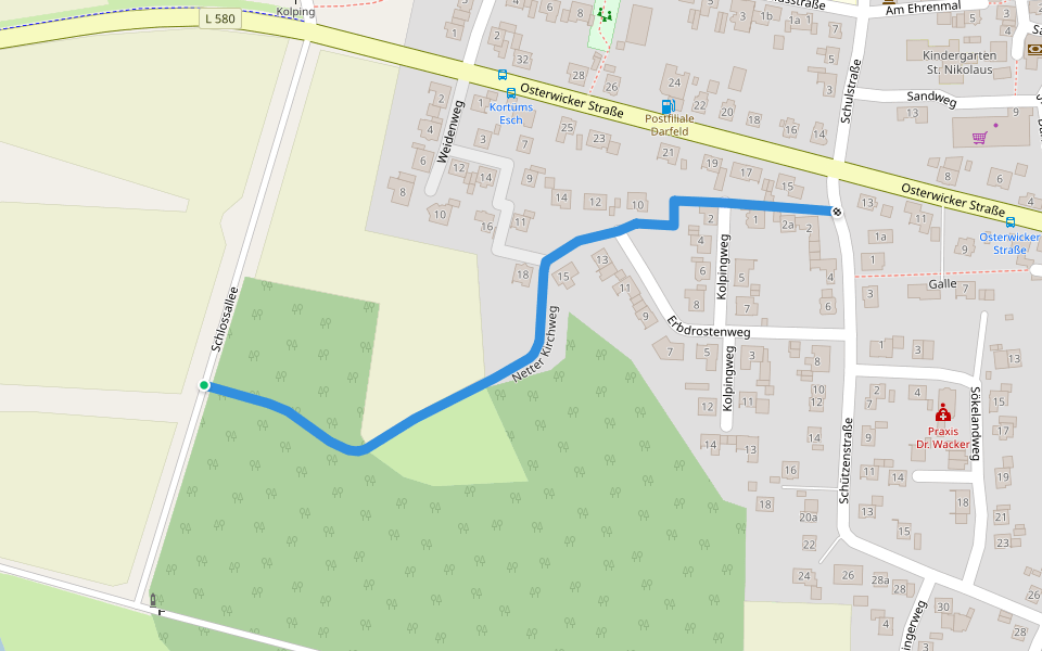 Netter Kirchweg walking route map in Rosendahl