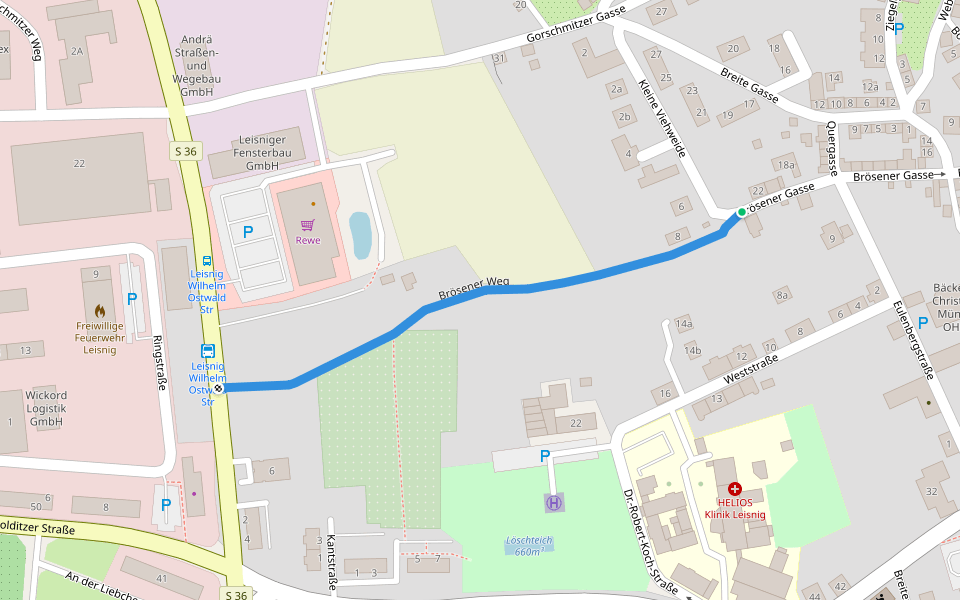 Brösener Weg walking route map in Leisnig