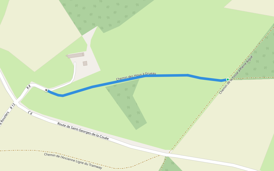 Chemin des Houx à Grueau walking route map in Villaines-sous-Lucé