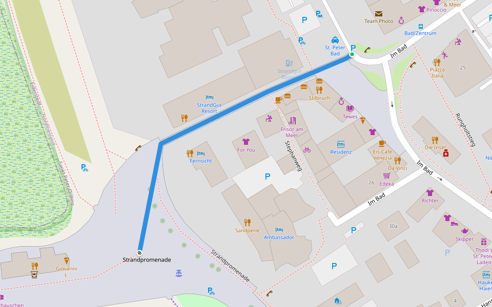 Am Kurbad walking route map in Sankt Peter-Ording