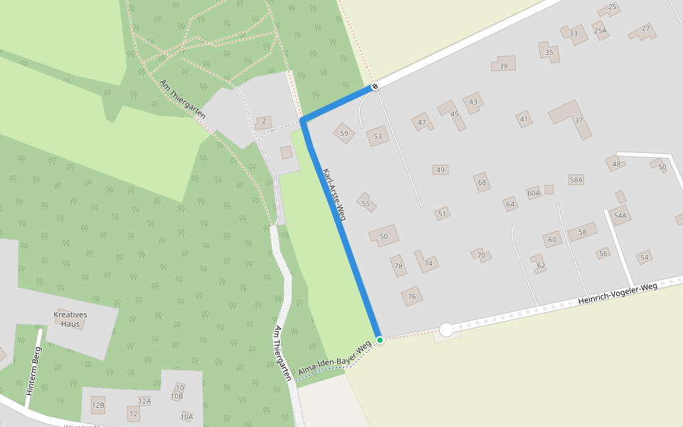 Karl-Arste-Weg walking route map in Worpswede