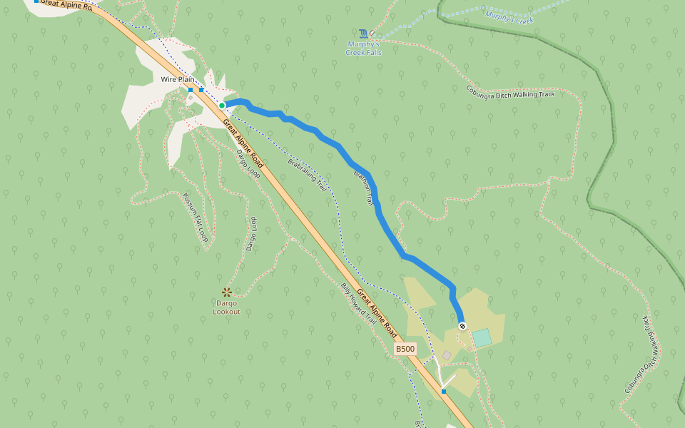 Biathlon Trail walking route map in Hotham Heights