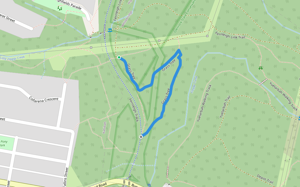 Grass Tree walking route map in Kahibah