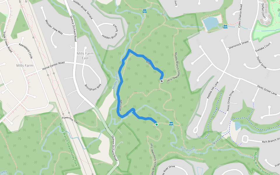 Alternate walking route map in North Potomac