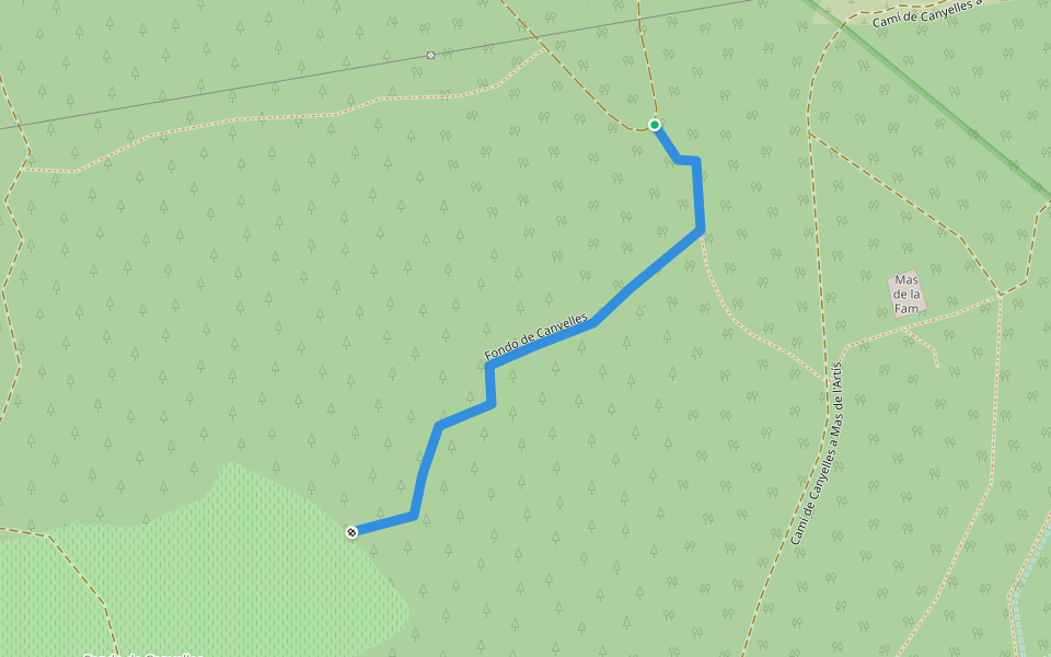Fondo de Canyelles walking route map in Les Palmeres