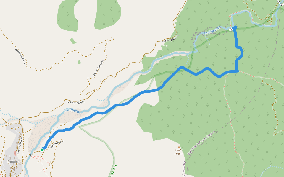 Γράμμος-Αντάρτικο Νοσοκομείο Γράμμου walking route map in Gramos
