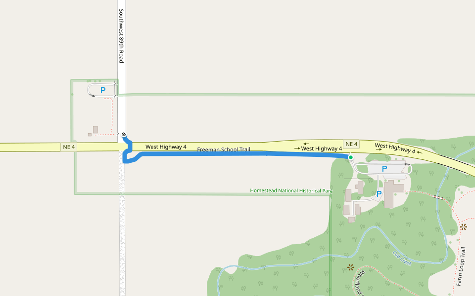 Freeman School Trail walking route map in Beatrice