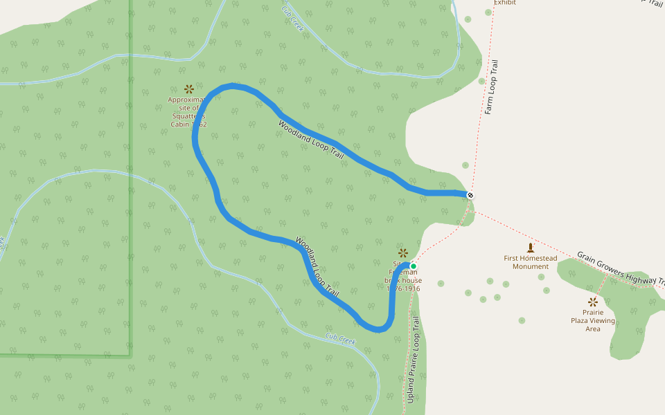 Woodland Loop Trail walking route map in Beatrice