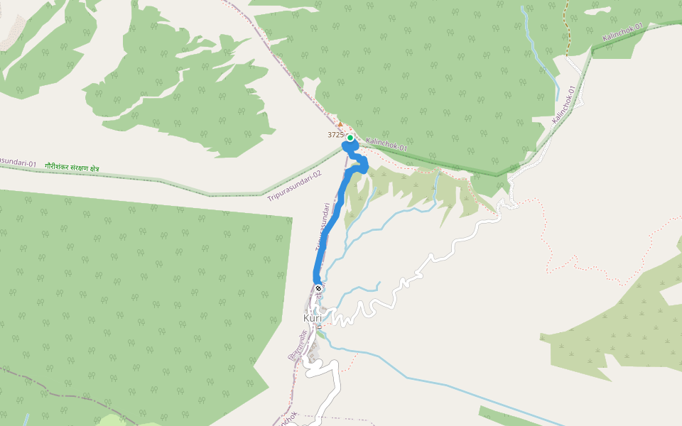 Kalinchok Footpath walking route map in Ghorthali