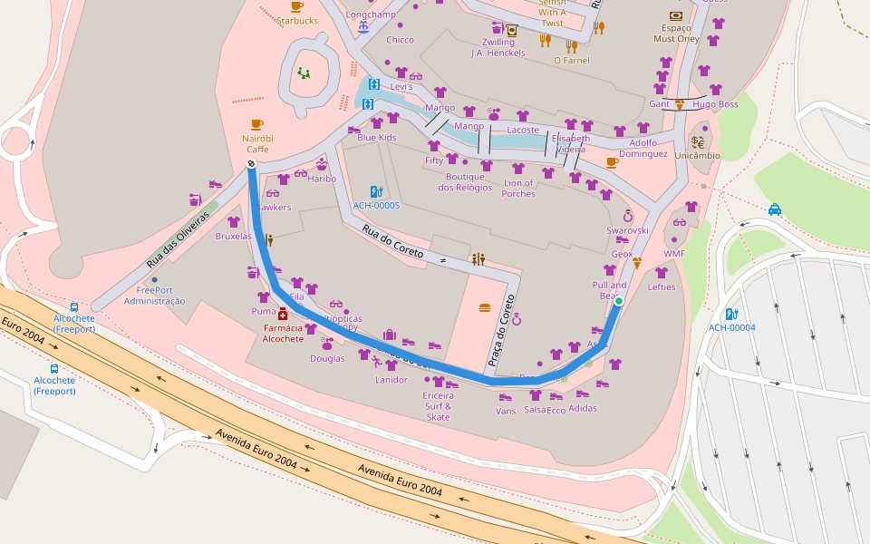 Avenida do Sol walking route map in Alcochete
