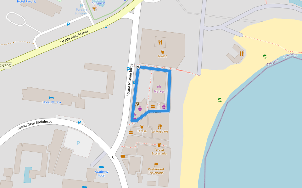 Piața walking route map in Venus